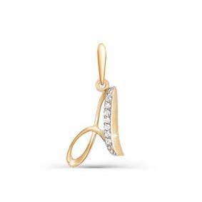 Золотая подвеска-буква А КЮЗ Del'ta с фианитом D030723 D030723 фото