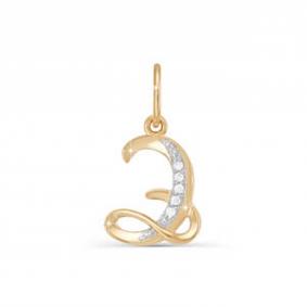 Золотая подвеска-буква Э КЮЗ Del'ta с фианитом D030724 D030724 фото