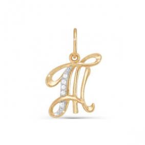 Золотая подвеска-буква Т КЮЗ Del'ta с фианитом D030726 D030726 фото