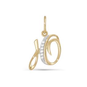 Золотая подвеска-буква Ю КЮЗ Del'ta с фианитом D030728 D030728 фото