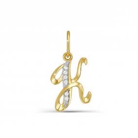 Золотая подвеска-буква К КЮЗ Del'ta с фианитом D030729 D030729 фото
