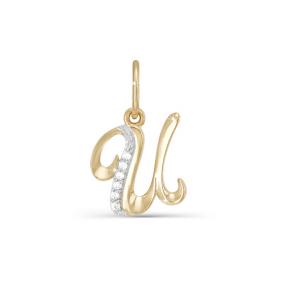 Золотая подвеска-буква И КЮЗ Del'ta с фианитом D030730 D030730 фото