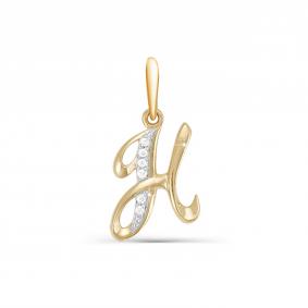 Золотая подвеска-буква Н КЮЗ Del'ta с фианитом D030732 D030732 фото
