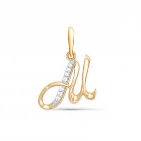 Золотая подвеска-буква М КЮЗ Del'ta с фианитом D030733 D030733 фото