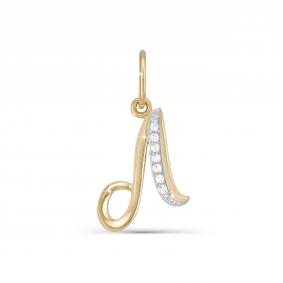 Золотая подвеска-буква Л КЮЗ Del'ta с фианитом D030734 D030734 фото