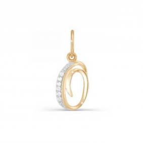 Золотая подвеска-буква О КЮЗ Del'ta с фианитом D030737 D030737 фото