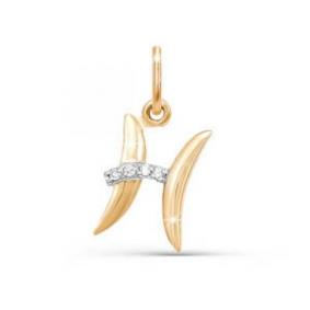 Золотая подвеска-буква Н КЮЗ Del'ta с фианитом D030748 D030748 фото