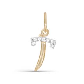 Золотая подвеска-буква Т КЮЗ Del'ta с фианитом D030751 D030751 фото