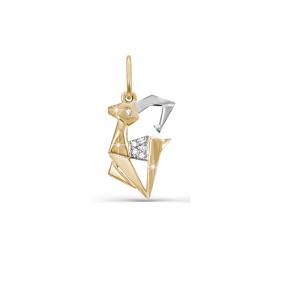 Золотая подвеска знак зодиака Козерог КЮЗ Del'ta с фианитом D030837 D030837 фото