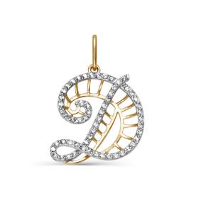 Золотая подвеска-буква Д КЮЗ Del'ta с фианитом D031248 D031248 фото