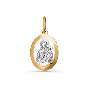 Золотая подвеска Иконка Божией Матери Владимирская КЮЗ Del'ta D031365 D031365 фото