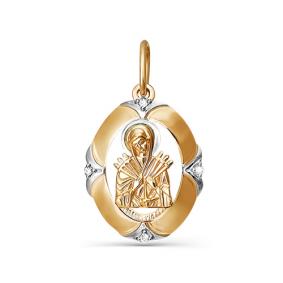 Золотая подвеска-иконка Божией Матери Семистрельная КЮЗ Del'ta с фианитом D031366 D031366 фото