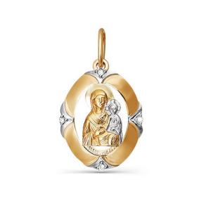 Золотая подвеска-иконка Божией Матери Казанская КЮЗ Del'ta с фианитом D031371 D031371 фото