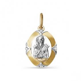 Золотая подвеска-иконка Божией Матери Семистрельная КЮЗ Del'ta с фианитом D031372 D031372 фото