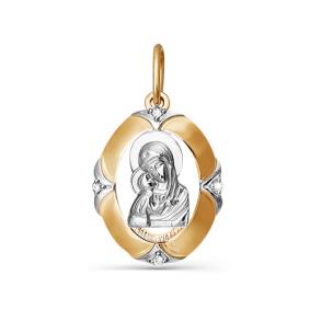 Золотая подвеска Иконка Божией Матери Владимирская КЮЗ Del'ta с фианитом D031373 D031373 фото