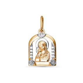 Золотая подвеска Иконка Божией Матери Владимирская КЮЗ Del'ta с фианитом D031391 D031391 фото