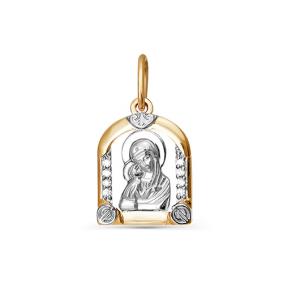 Золотая подвеска Иконка Божией Матери Владимирская КЮЗ Del'ta с фианитом D031397 D031397 фото