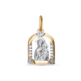 Золотая подвеска-иконка Божией Матери Казанская КЮЗ Del'ta с фианитом D031401 D031401 фото