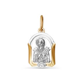 Золотая подвеска-иконка Божией Матери Семистрельная КЮЗ Del'ta с фианитом D031408 D031408 фото