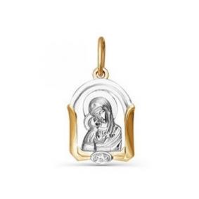 Золотая подвеска-иконка Божией Матери Владимирская КЮЗ Del'ta D031409 D031409 фото
