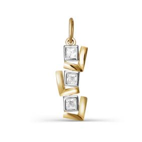 Золотая подвеска КЮЗ Del'ta D031496 с фианитом D031496 фото