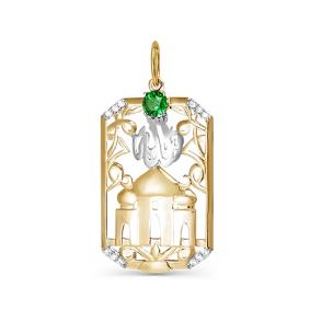 Золотая подвеска КЮЗ Del'ta D031704 с фианитом D031704 фото