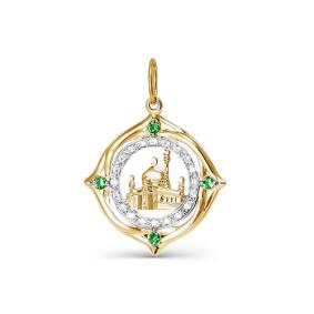 Золотая подвеска КЮЗ Del'ta D031706 с фианитом D031706 фото