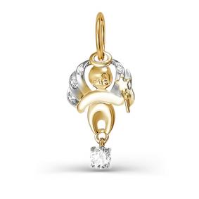 Золотая подвеска КЮЗ Del'ta D031718 с фианитом D031718 фото