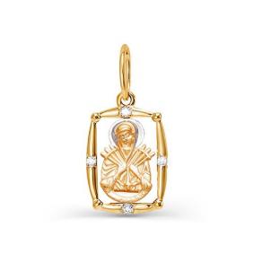 Золотая подвеска-иконка Божией Матери Семистрельная КЮЗ Del'ta с фианитом D031770 D031770 фото