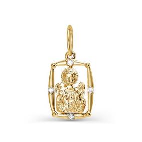 Золотая подвеска-иконка Ангел хранитель КЮЗ Del'ta с фианитом D031774 D031774 фото