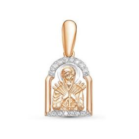 Золотая подвеска-иконка Божией Матери Семистрельная КЮЗ Del'ta с фианитом D031783 D031783 фото