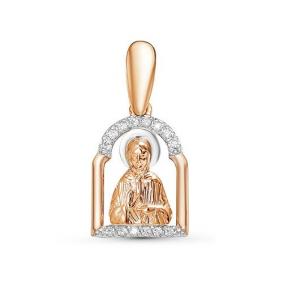 Золотая подвеска-иконка Святая блаженная Матрона КЮЗ Del'ta с фианитом D031785 D031785 фото