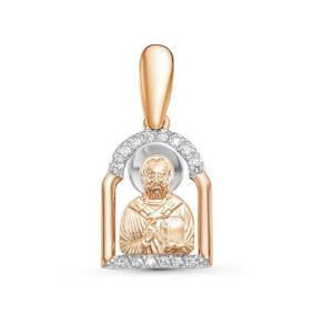 Золотая подвеска-иконка Святитель Николай Чудотворец с фианитом D031786 D031786 фото