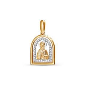 Золотая подвеска- иконка Святая блаженная Матрона КЮЗ Del'ta с фианитом D031824 D031824 фото