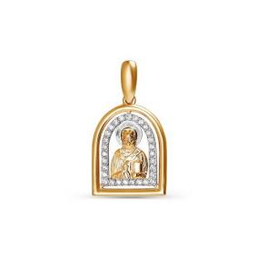 Золотая подвеска-иконка Святитель Николай Чудотворец КЮЗ Del'ta с фианитом D031825 D031825 фото