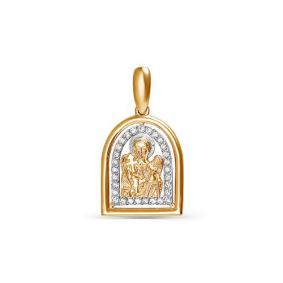 Золотая подвеска-иконка Ангел хранитель КЮЗ Del'ta с фианитом D031826 D031826 фото