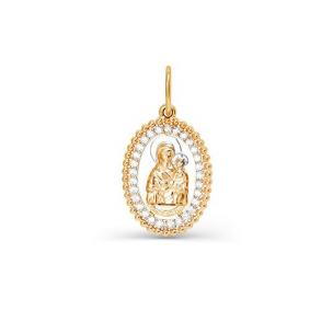 Золотая подвеска-иконка Ангел хранитель КЮЗ Del'ta с фианитом D031894 D031894 фото