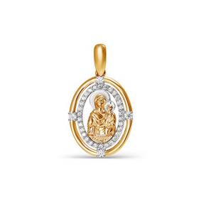 Золотая подвеска-иконка Божией Матери Казанская КЮЗ Del'ta с фианитом D031912 D031912 фото