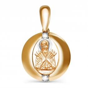Золотая подвеска-иконка Божией Матери Семистрельная КЮЗ Del'ta с фианитом D031921 D031921 фото
