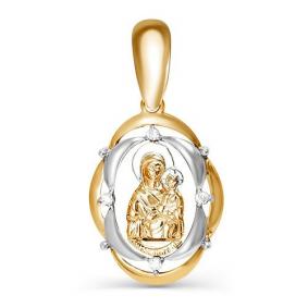 Золотая подвеска иконка Божией Матери Казанская КЮЗ Del'ta с фианитом D031950 D031950 фото