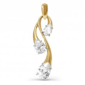 Золотая подвеска КЮЗ Del'ta D032018 с фианитом D032018 фото