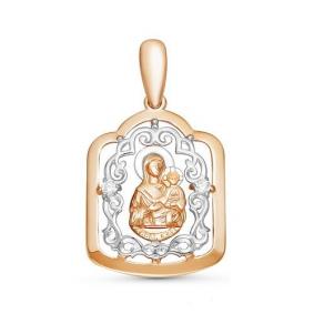 Золотая подвеска-иконка Божией Матери Казанская КЮЗ Del'ta с фианитом D032129 D032129 фото