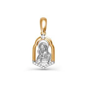 Золотая подвеска Иконка Божией Матери Владимирская КЮЗ Del'ta с фианитом D032180 D032180 фото