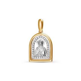 Золотая подвеска-иконка Святитель Николай Чудотворец КЮЗ Del'ta с фианитом D032194 D032194 фото