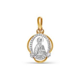 Золотая подвеска-иконка Святая блаженная Матрона КЮЗ Del'ta с фианитом D032223 D032223 фото