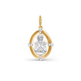 Золотая подвеска-иконка Божией Матери Семистрельная КЮЗ Del'ta с фианитом D032233 D032233 фото