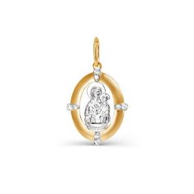 Золотая подвеска-иконка Божией Матери Казанская КЮЗ Del'ta с фианитом D032238 D032238 фото