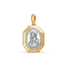 Золотая подвеска-иконка Божией Матери Владимирская КЮЗ Del'ta D032246 D032246 фото