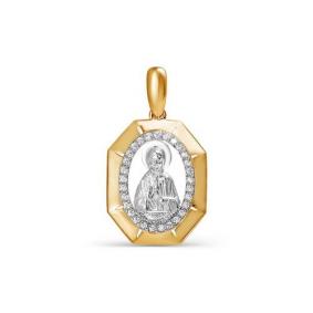 Золотая подвеска-иконка Святая блаженная Матрона КЮЗ Del'ta с фианитом D032247 D032247 фото