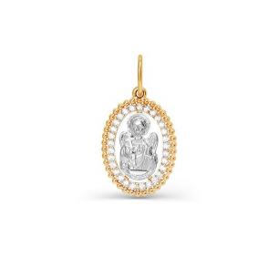 Золотая подвеска-иконка Ангел хранитель КЮЗ Del'ta с фианитом D032255 D032255 фото